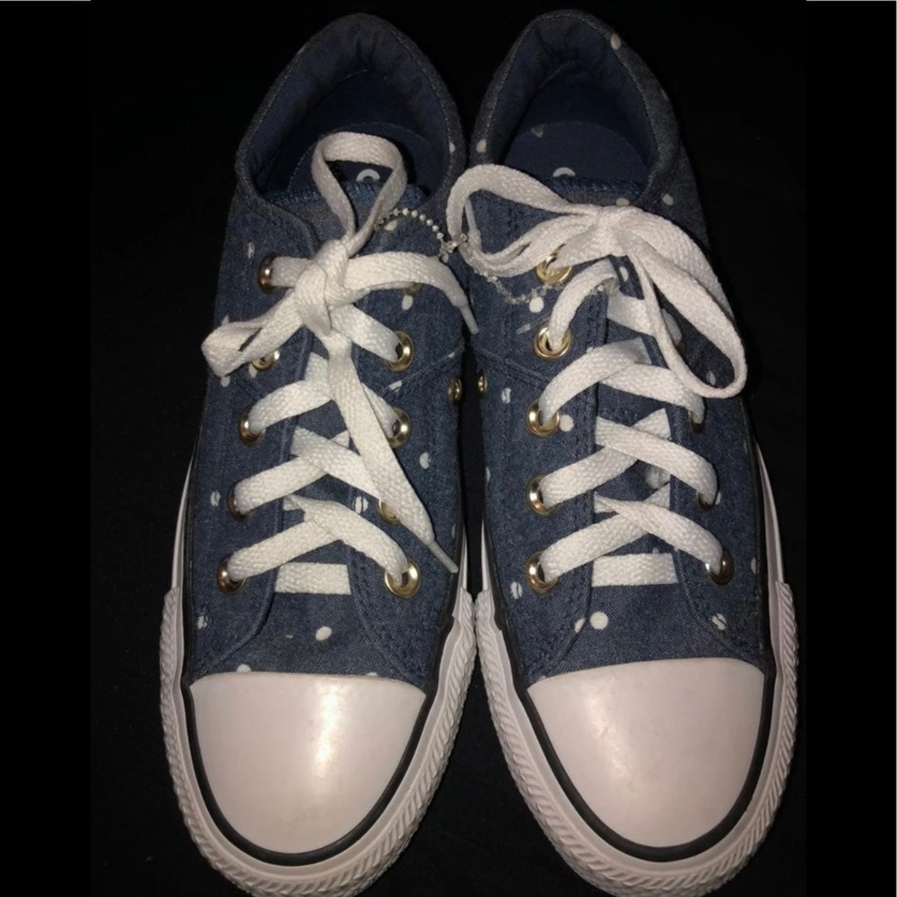 Converse Blue and white polka dot shoes - Picture 1 of 4